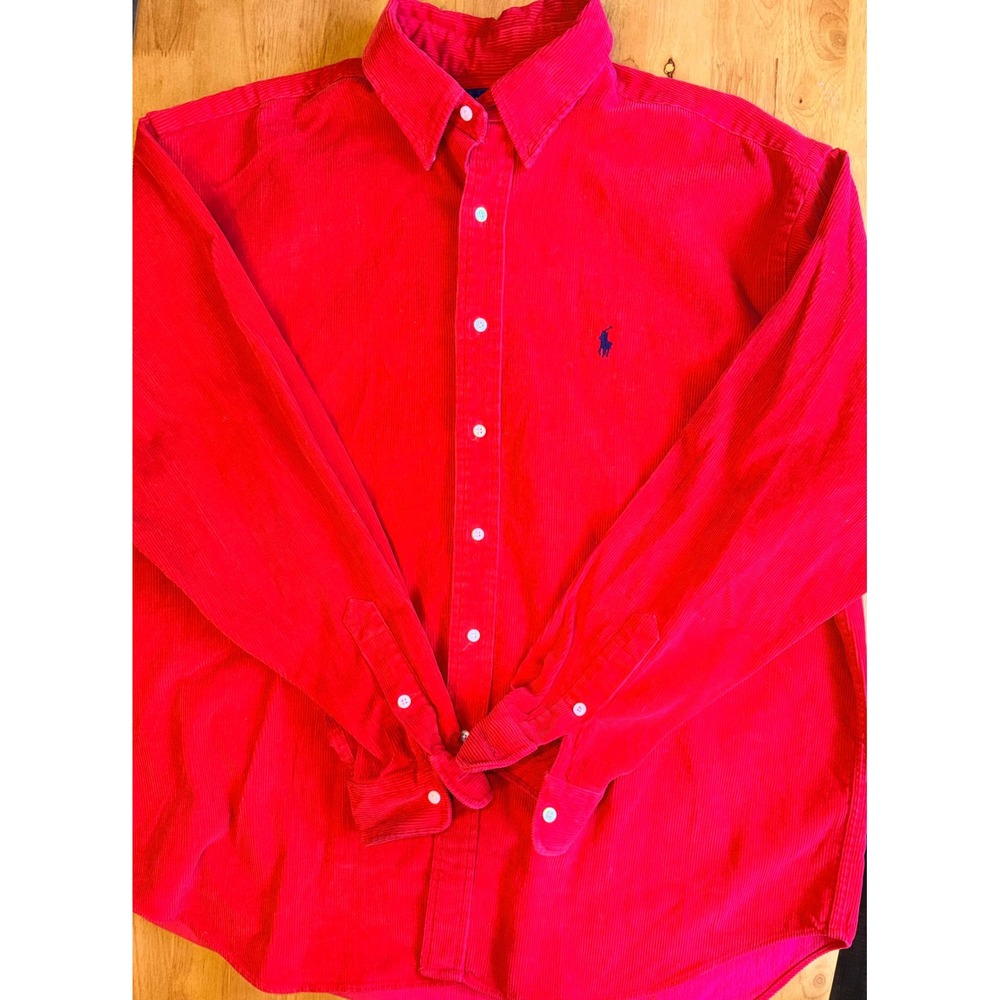 Polo Ralph Lauren Blaire Red Corduroy Button Down Shirt Mens XL Long Sleeve 600